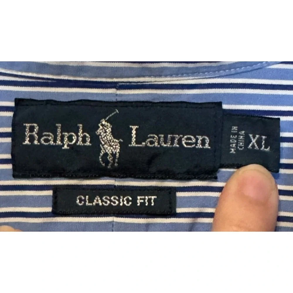 Polo Ralph Lauren Men Shirt Classic Fit Button Down Long Sleeve Cotton‎ Blue XL